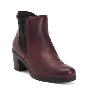 ENVAL SOFT Dark Brown Made In Italy Leather Heeled Chelsea Booties